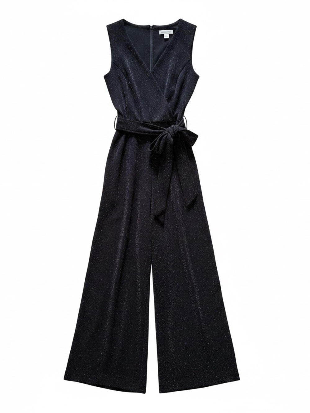 Calvin Klein Black Sparkle Wrap-Front Wide-Leg Jumpsuit